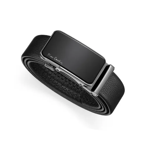 PIERRE CARDIN Двойной ремень из крупнозернистой текстуры коровья кожа мужской черный 3,6 см