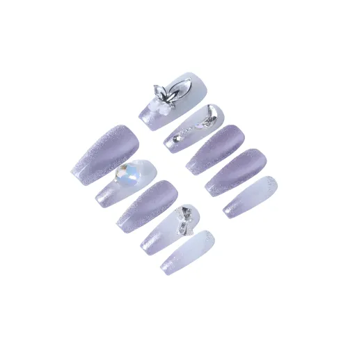 Fanze Бабочка Сон Таинственный Прохладный And Serene False Nail Длинный Фиолетовый Smudge 30MM