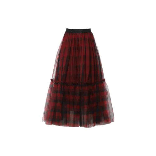 DPLAY Повседневный Длинный Юбка Женская Красная Черная Клетка