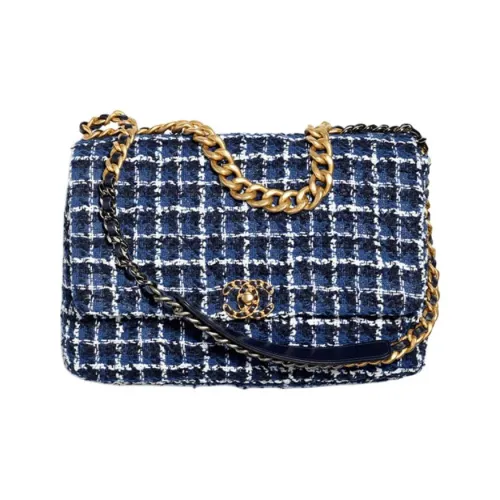 CHANEL 23P SS Хлопок Твид Сумка через плечо Женская Морской синий Белый