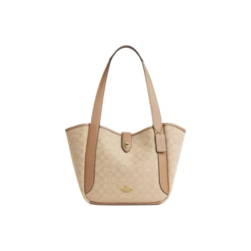 COACH Hadley Ткань с кожаными вставками Тоут Сумка Сумка для покупок Сумка Сумка через плечо Женская Deep Natural Смешанный цвет