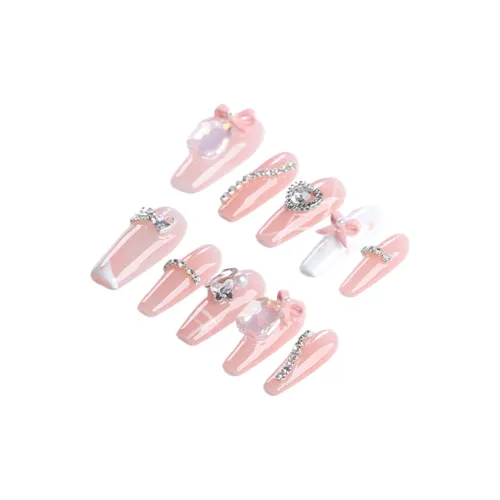 Fanze Ультра Вспышка Топор Сердце False Nail Длинный Розовый Смудж 30MM