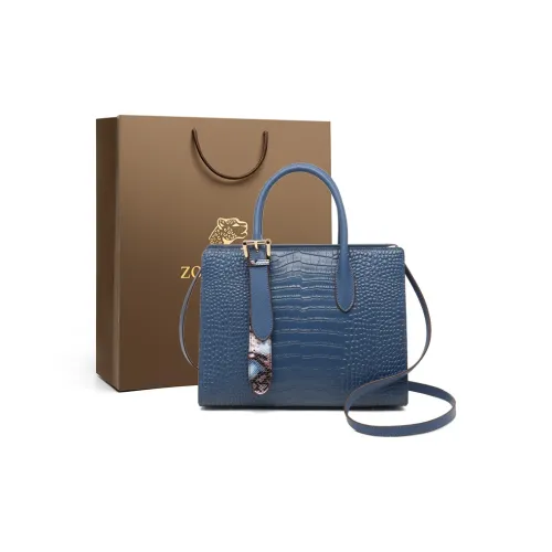 ZOOLER Сумка через плечо из крупнозернистой текстуры кожа коровы среднего размера женская синяя черная цвет печенья