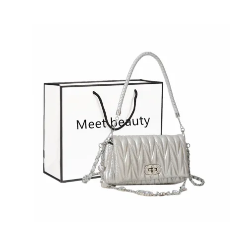 Fitchell ПУ (полиуретан) Сумка через плечо Женская Серебряный Экрю Черный