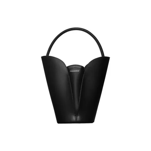 FAKEROOM Корова Кожа Ведро-Формовая Сумка Одно Плечо Сумка Маленькая Женская Черная CAMEL