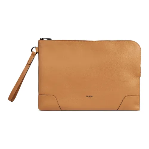LANCEL GRAIN LEATHER Клатч Мужской Верблюжий Коричневый