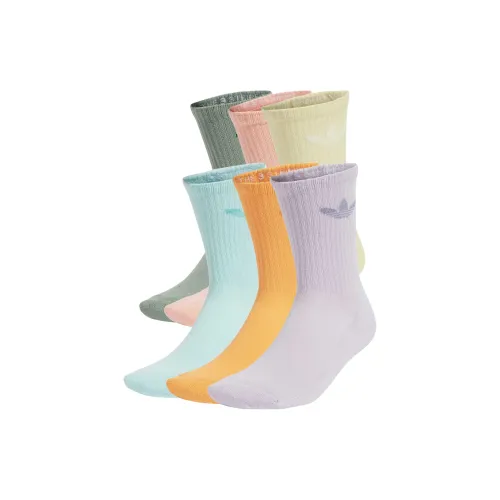 Adidas Originals Высокие носки Унисекс 6 пар Серебристо-зеленый Мерцающий розовый Розовый желтый