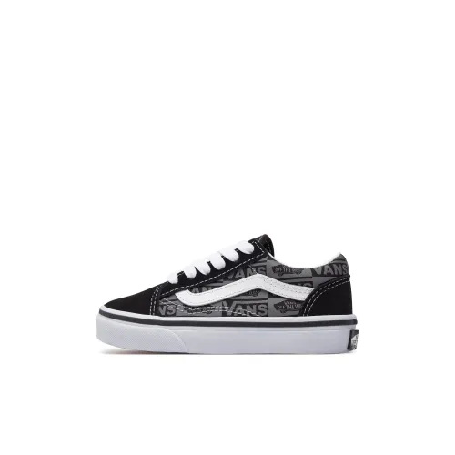 Vans Old Skool Low Топ Детские Скейтбординги Черный серый для детей 3-7 лет