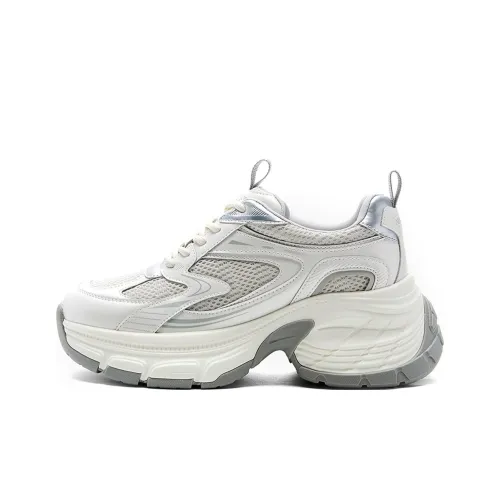 NINE WEST Низкий топ массивные кроссовки женские бежевый серебряный