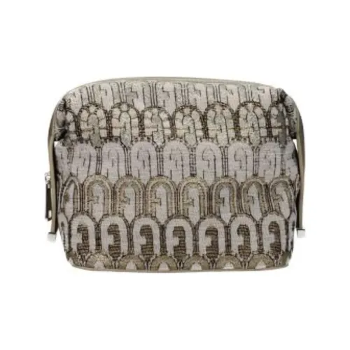 Furla Кожа с Ткань Клатч Makeup Bag Женские Золотой с Светлый крем