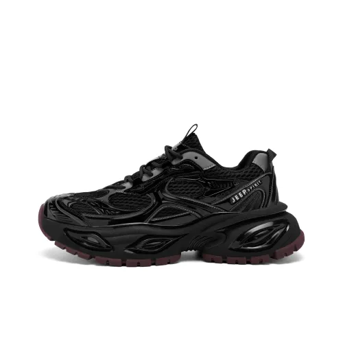 JEEP SPIRIT Black Myth Низкий топ Толстая подошва Кроссовки Мужской Графитовый черный