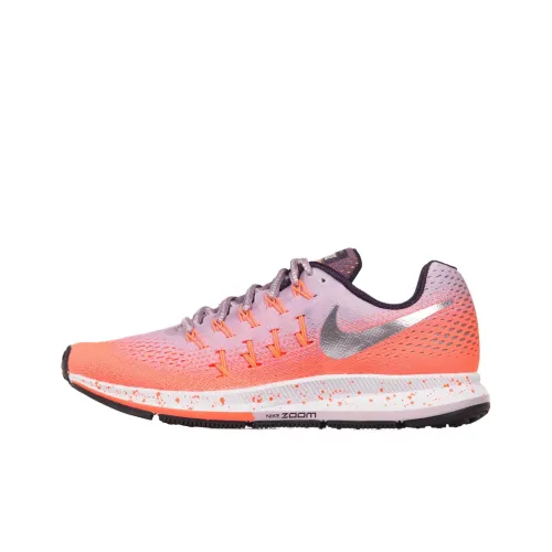 Nike Air Zoom Pegasus 33 Slip-on Устойчивый к истиранию Низкий Топ Беговые кроссовки Женские Фуксия