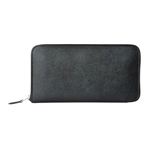 HERMES Epsom Телячья кожа Кошелек Унисекс Черный