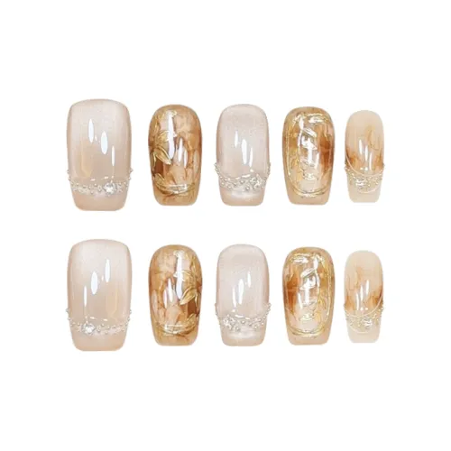 COLLEEN Elegance Brightening Left Bank Кофе Zhongfang False Nail Квадрат And Круглый Молочный кофейный Smudge 19mm