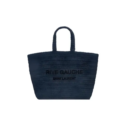 SAINT LAURENT Вискоза Raffia Natural Ткань вязаная Сумка-тоут Женская Озерный Синий Черный
