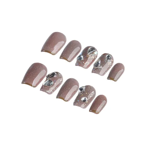 Fanze Naked Чай Кристальный Кошачий глаз Осветляющий False Nail Короткий LADDER Телесный Смудж 20мм