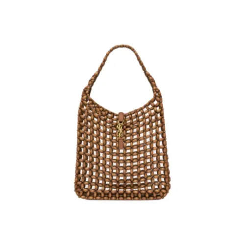 SAINT LAURENT LE5A7 Деревянная Сумка через плечо Большая Женская Светлая Деревянная и Кирпично-Красная