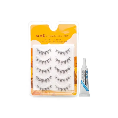 MUMUGE Ван-Пис Полная длина V-образный Девушка Группа Искусственные ресницы Таперированный Ласточкин хвост Стиль Укрепляющий Стиль Клей 5 пар Упаковка