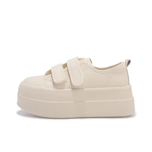 JIONGSEN Противоскользящие и износостойкие кроссовки для скейтбординга с низким верхом увеличивающие высоту женские бежевые