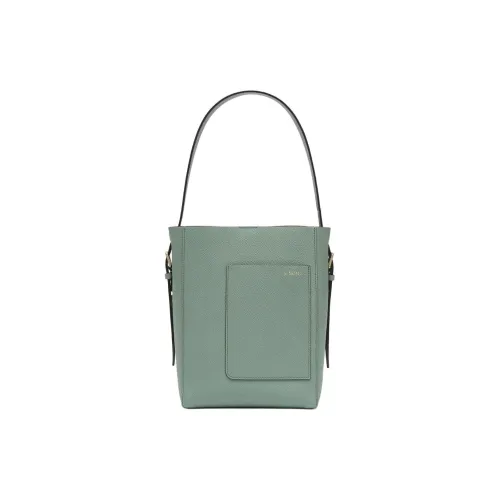 Valextra Soft Millepunte Телячья кожа Ведрообразная сумка Сумка через плечо Мини Женская Эвкалиптово-зеленый