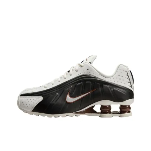 Nike Shox R4 Устойчивый к истиранию Низкий Топ Повседневные Беговые кроссовки Женские Черный Белый