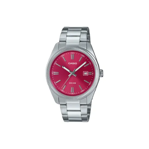 CASIO Кварцевый механизм нержавеющая сталь ремешок часы унисекс красный циферблат
