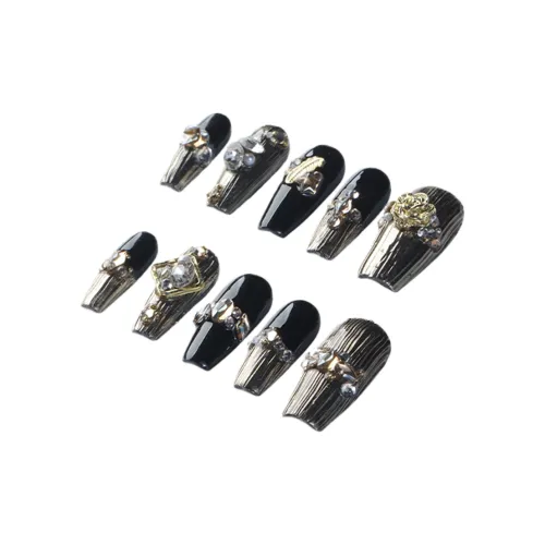 Fanze Черный Золотой Винтаж Роскошь Металл Стиль False Nail MID Длина Черный Смудж Стиль Instagram Кошачий глаз 30MM