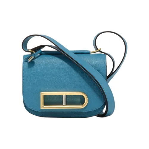 Delvau Lingot Alpina Рифленая телячья кожа Сумка через плечо Маленькая Женская Озерный Синий