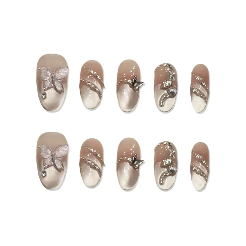 XIAMEIYU Кошачий глаз Бабочка Премиум Ручной работы Инструмент для ногтей Осветляющий 20 мм Фальшивая ногть Овал Розовый Смудж