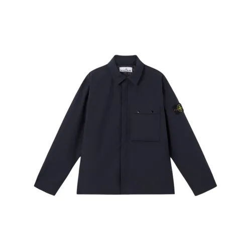 STONE ISLAND Хлопковый пуховик Мужской Морской синий