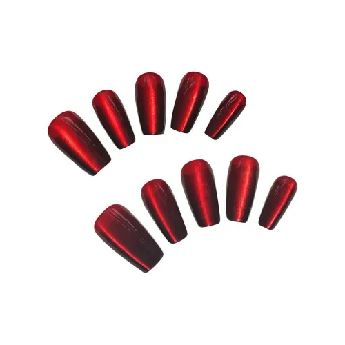 ROUXIGONGZHU Drunken Galaxy Винтаж Универсальный False Nail Короткий LADDER Бургунди Однотонный Французский Кошачий глаз 16 мм