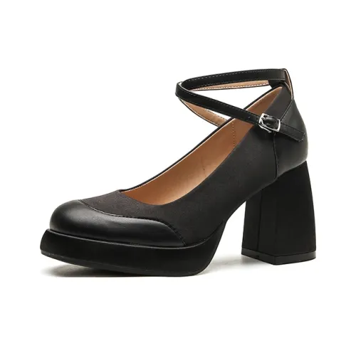 Zubumei Грубый каблук Мэри Джейн туфли 8 см женские