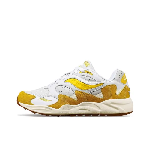 Saucony Grid Shadow 2 Устойчивый к истиранию Дышащие Низкие Беговые кроссовки Мужские Белый Желтый