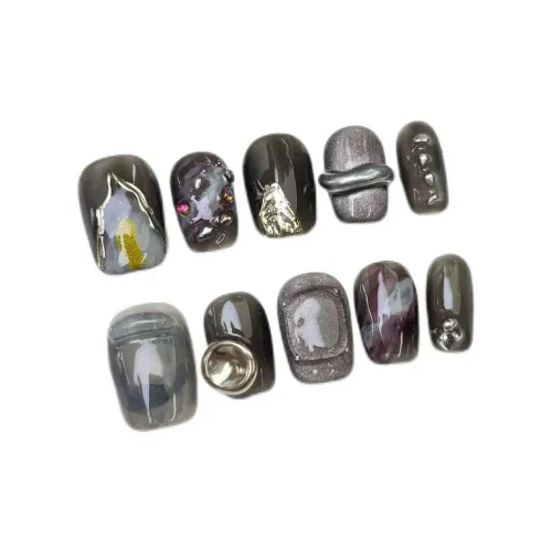 LIANJING Маленький Золотой Тон Замок Короткий Квадрат Черный Smudge 17mm