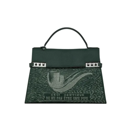 Delvau Tempête Крупнозернистая текстура Телячья кожа Одно плечо Сумка Большая Женская Лесной зеленый