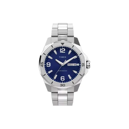 TIMEX Essex Collection Мужские часы Кварцевый механизм Ремешок из нержавеющей стали 44 мм Синий циферблат