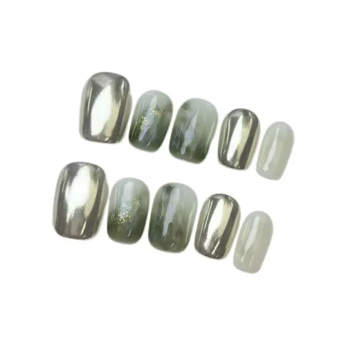 LIANJING Туманный Shadow Зеленый Горный False Nail Квадратный Циановый Размытый 25 мм