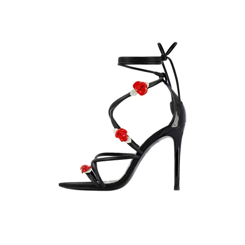 SOPHIA WEBSTER ROSETTE One Ремешок Сандалии 10 см Женские Черные