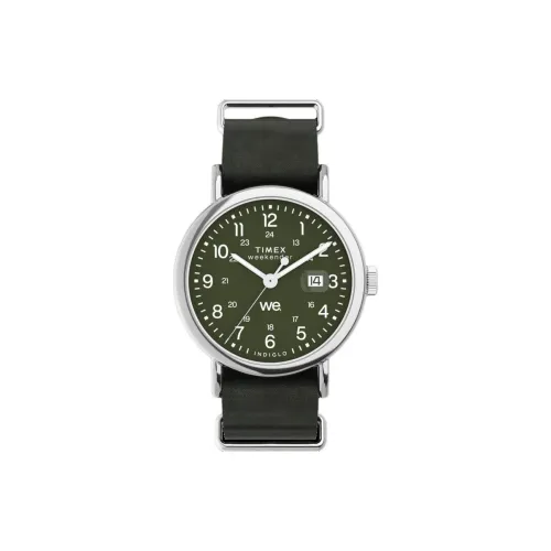 TIMEX Weekender Series Мужские часы Кварцевый механизм Кожаный ремешок 40 мм Зеленый циферблат