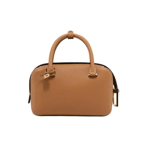 Delvau Taurillon Мягкий с рельефом Телячья кожа Одно плечо Сумка Мини Женская Карамель