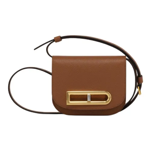 Delvau Lingot Alpina Рельефная Телячья Кожа Сумка через плечо Мини Женская Коричневая