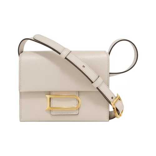 Delvau OPERA Рифленая Телячья Кожа Плечевая Сумка Маленькая Женская Бежевая