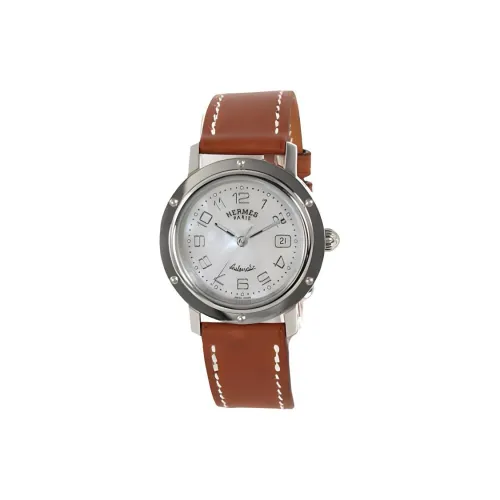 HERMES CLIPPER Collection Женские часы Кварцевый механизм Ремешок из нержавеющей стали 31 мм Серебристый циферблат