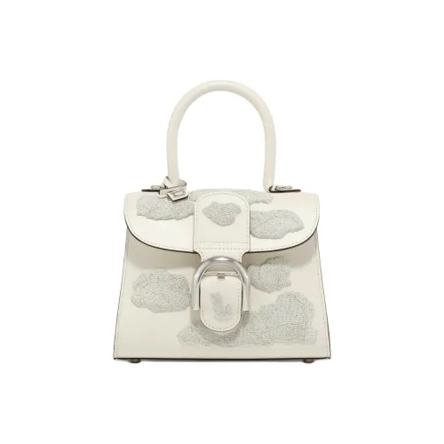 Delvau Brillant Коробка Голень Телячья кожа Одно плечо Сумка Мини Женские Экрю