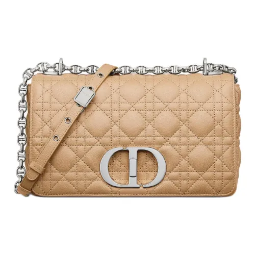 DIOR Caro Телячья кожа с овчиной Сумка на плечо Средняя Женская Цвет печенья Умбра