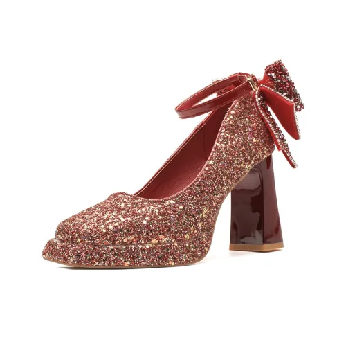 Bamiti Грубый каблук Высокие каблуки 9 см Женские Красный