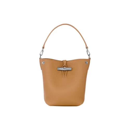 LONGCHAMP Le Roseau Коровья кожа Ведрообразная сумка Сумка через плечо Средний размер Женская Цвет ореховый