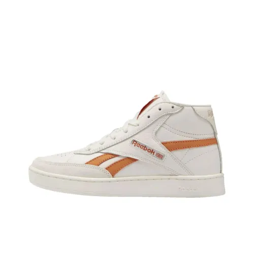 Reebok Club C Устойчивые к истиранию высокие кроссовки для скейтбординга Женские Белые Апельсиновые