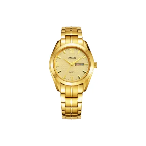 ROSDN Кварцевый механизм ремешок из нержавеющей стали мужские часы золотой циферблат