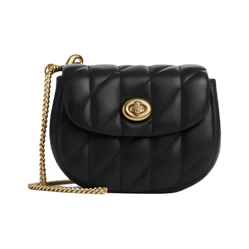 COACH Turnlock Напп-Кожа Сумка через плечо Сумка на плечо Мини Женская Черная